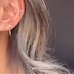 Beatti Draping Surgical Steel Gold & Silver Chain Links Earings 2 Pairs - NWT